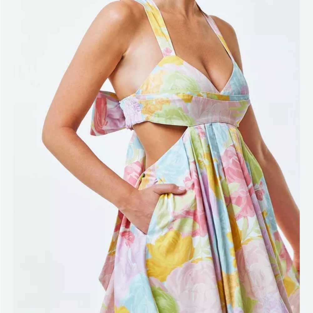 Mestiza New York Watercolor Peony Giselle midi dress 2 - Picture 3 of 12